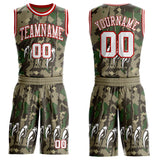 Custom Camo White-Red Digital Camouflage Monster Claw Round Neck Sublimation Salute To Service Basketball Uniform Jersey