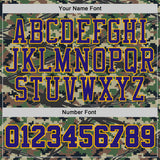 Custom Camo Dark Purple-Gold Woodland Camouflage Barbed Wire Round Neck Sublimation Salute To Service Basketball Uniform Jersey