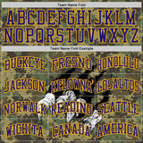 Custom Camo Dark Purple-Gold Digital Camouflage Monster Claw Round Neck Sublimation Salute To Service Basketball Uniform Jersey
