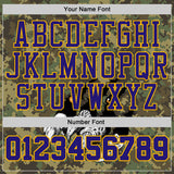 Custom Camo Dark Purple-Gold Digital Camouflage Monster Claw Round Neck Sublimation Salute To Service Basketball Uniform Jersey