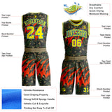 Custom Camo Light Yellow-Powder Blue Woodland Camouflage Claw Round Neck Sublimation Salute To Service Basketball Uniform Jersey