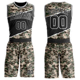 Custom Camo Black-White Digital Camouflage Round Neck Sublimation Salute To Service Basketball Uniform Jersey