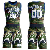 Custom Camo White-US Navy Blue Digital Camouflage Claw Round Neck Sublimation Salute To Service Basketball Uniform Jersey
