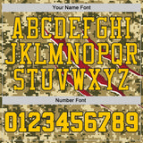 Custom Camo Yellow-Black Desert Camouflage Claw Round Neck Sublimation Salute To Service Basketball Uniform Jersey