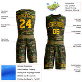 Custom Camo Yellow-Black Digital Camouflage Claw Round Neck Sublimation Salute To Service Basketball Uniform Jersey