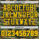 Custom Camo Yellow-Black Digital Camouflage Claw Round Neck Sublimation Salute To Service Basketball Uniform Jersey