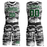 Custom Camo Green-White Snow Camouflage Claw Round Neck Sublimation Salute To Service Basketball Uniform Jersey