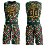 Custom Camo Black-Yellow Digital Camouflage Claw Round Neck Sublimation Salute To Service Basketball Uniform Jersey
