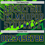 Custom Green US Navy Blue-Yellow Vibrant Lightning Stripe Round Neck Sublimation Basketball Uniform Jersey