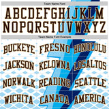 Custom White Brown Blue-Cream Vibrant Lightning Stripe Round Neck Sublimation Basketball Uniform Jersey