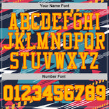Custom Blue Gold-Orange Abstract Lightning Round Neck Sublimation Basketball Uniform Jersey