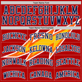 Custom Red Navy Yellow-White Vibrant Lightning Stripe Round Neck Sublimation Basketball Uniform Jersey