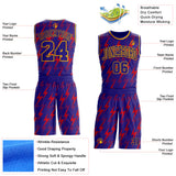 Custom Dark Purple Red-Gold Gradient Lightning Round Neck Sublimation Basketball Uniform Jersey