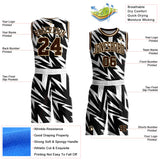 Custom White Brown Black-Cream Vibrant Lightning Stripe Round Neck Sublimation Basketball Uniform Jersey