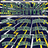 Custom Blue Green Yellow-White Lightning Burst Round Neck Sublimation Basketball Uniform Jersey