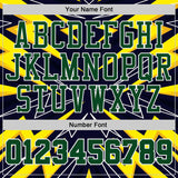 Custom Blue Green Yellow-White Lightning Burst Round Neck Sublimation Basketball Uniform Jersey
