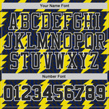 Custom Black Yellow-White Abstract Lightning Round Neck Sublimation Basketball Uniform Jersey