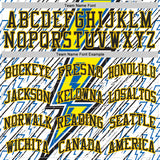 Custom White Black Blue-Yellow Geometric Lightning Round Neck Sublimation Basketball Uniform Jersey