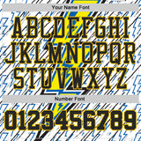 Custom White Black Blue-Yellow Geometric Lightning Round Neck Sublimation Basketball Uniform Jersey