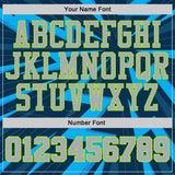Custom Blue Gray-Neon Green Lightning Burst Round Neck Sublimation Basketball Uniform Jersey