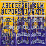 Custom Dark Purple Navy Gold-White Grunge Paint Round Neck Sublimation Basketball Uniform Jersey