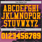 Custom Black Gold Purple-Orange Abstract Liquid Marble Lava Round Neck Sublimation Basketball Uniform Jersey