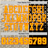 Custom Cream Gold Black-Orange Split Geometric Tribal Round Neck Sublimation Basketball Uniform Jersey