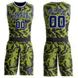Custom Green Navy Black-White Abstract Liquid Marble Round Neck Sublimation Basketball Uniform Jersey