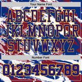 Custom White Dark Purple Blue Red-Gold Brush Stroke Abstract Round Neck Sublimation Basketball Uniform Jersey