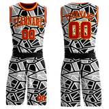 Custom Black Red Gray-Gold Abstract Geometric Shards Round Neck Sublimation Basketball Uniform Jersey