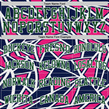 Custom Navy Green Hot Pink-White Abstract Geometric Shards Round Neck Sublimation Basketball Uniform Jersey