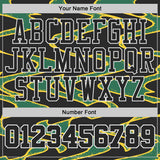 Custom Black Green Yellow-White Abstract Liquid Round Neck Sublimation Basketball Uniform Jersey