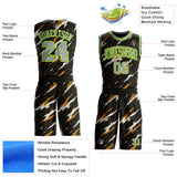 Custom Black Gray Yellow-Neon Green Brush Stroke Abstract Round Neck Sublimation Basketball Uniform Jersey