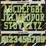 Custom Black Gray Yellow-Neon Green Brush Stroke Abstract Round Neck Sublimation Basketball Uniform Jersey