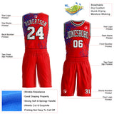 Custom Red White Royal-Black Abstract Geometric Round Neck Sublimation Basketball Uniform Jersey