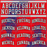 Custom Red White Royal-Black Abstract Geometric Round Neck Sublimation Basketball Uniform Jersey