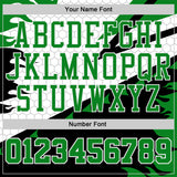 Custom White Grass Green-Black Irregular Fire Flames Round Neck Sublimation Basketball Uniform Jersey