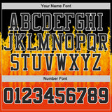 Custom Black Yellow White-Fire Red Blazing Flames Round Neck Sublimation Basketball Uniform Jersey
