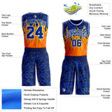 Custom Blue Royal Yellow-White Blazing Flames Round Neck Sublimation Basketball Uniform Jersey