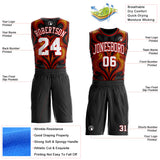 Custom Black White Yellow-Red Irregular Fire Flames Round Neck Sublimation Basketball Uniform Jersey
