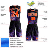 Custom Black Orange Purple-White Irregular Fire Flames Round Neck Sublimation Basketball Uniform Jersey