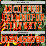 Custom Green Orange-White Irregular Fire Flames Round Neck Sublimation Basketball Uniform Jersey