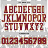 Custom White Crimson Gray-Old Gold Irregular Fire Flames Round Neck Sublimation Basketball Uniform Jersey