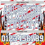 Custom White Royal-Fire Red Irregular Fire Flames Round Neck Sublimation Basketball Uniform Jersey