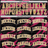 Custom Black Old Gold Hot Pink-White Irregular Fire Flames Round Neck Sublimation Basketball Uniform Jersey