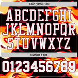 Custom Black White Yellow-Crimson Blazing Flames Round Neck Sublimation Basketball Uniform Jersey