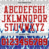 Custom White Red Gray-Royal Blazing Flames Round Neck Sublimation Basketball Uniform Jersey