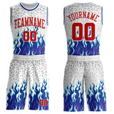 Custom White Red Gray-Royal Blazing Flames Round Neck Sublimation Basketball Uniform Jersey