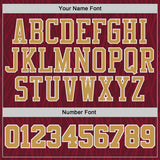 Custom Crimson Old Gold-White Irregular Fire Flames Round Neck Sublimation Basketball Uniform Jersey