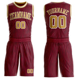 Custom Crimson Old Gold-White Irregular Fire Flames Round Neck Sublimation Basketball Uniform Jersey